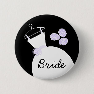 Wedding Gown Purple 'Bride' button black