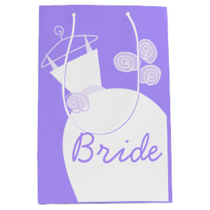 Wedding Gown Purple Bride gift bag medium