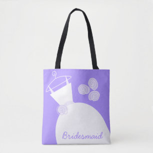 Wedding Gown Purple Bridesmaid all over Tote Bag