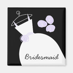 Wedding Gown Purple 'Bridesmaid' black Magnet