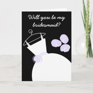 Wedding Gown Purple 'Bridesmaid' front text black Invitation