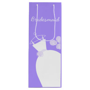 Wedding Gown Purple Bridesmaid gift bag wine