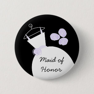 Wedding Gown Purple 'Maid of Honour' button black