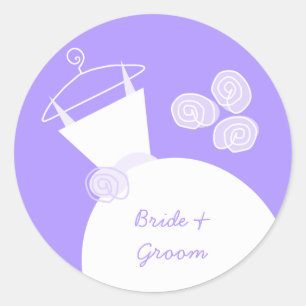 Wedding Gown Purple 'Names' sticker round