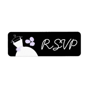 Wedding Gown Purple 'RSVP' black small Return Address Label