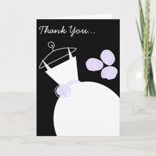 Wedding Gown Purple 'Thank You Bridesmaid' black Thank You Card