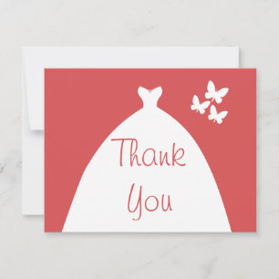 Wedding Gown Thank You Pink Background Card