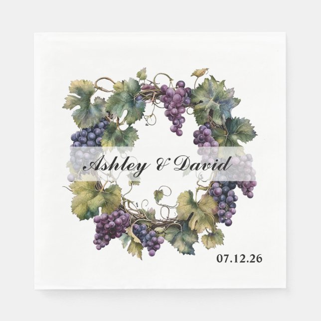 Wedding Grape Wreath Paper Napkins (Front)