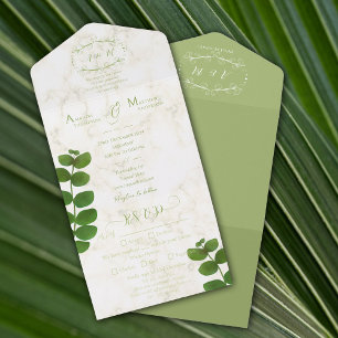 Wedding Green All In One Invitation
