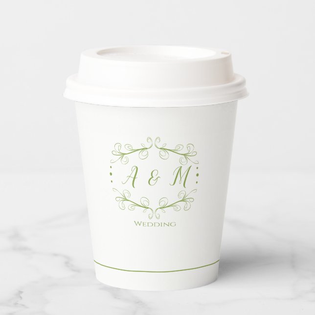 Wedding Green Chic  Paper Cups (Front)