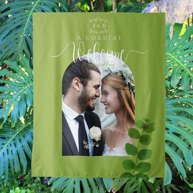 Wedding Green Chic Photo Tapestry (Chic Green Wedding Tapestry Design.)