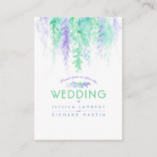 Wedding green flower cascade info enclosure card