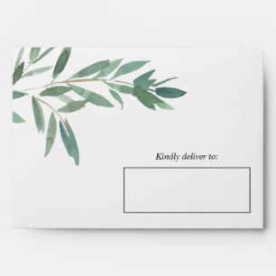 Wedding Green Leaves Return Address Envelope