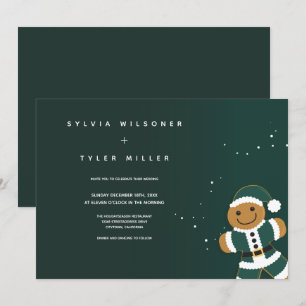 Wedding Green White Gingerbread Santa Invitation