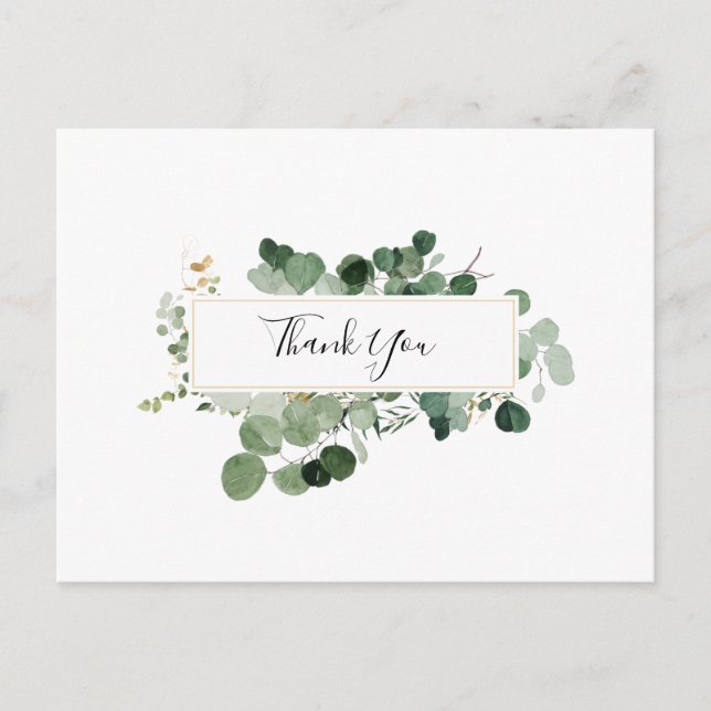 Wedding Greenery Budget Thankyou  Postcard (Front)
