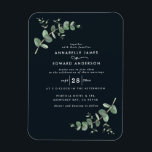 Wedding greenery Eucalyptus botanical black modern Magnet<br><div class="desc">Eucalyptus Greenery foliage modern minimal elegant contemporary garden party Wedding magnet invite. Simple contemporary botanical design. Sage green,  navy blue,  black and white elegant modern colorway suits spring,  summer fall,  autumn and whiter wedding ceremonies.</div>