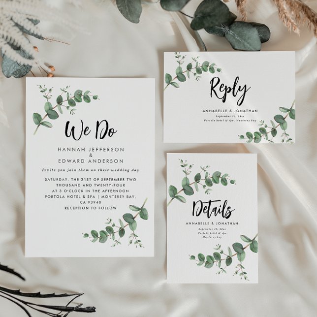 Wedding greenery Eucalyptus botanical modern Invitation (Creator Uploaded)
