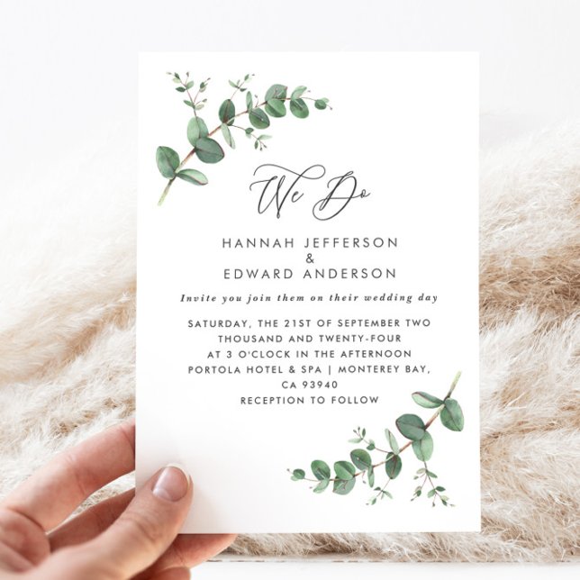 Wedding greenery Eucalyptus botanical modern Invitation (Creator Uploaded)