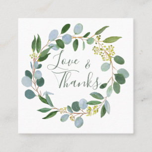 Wedding greenery, eucalyptus wreath square business card