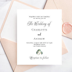 Wedding greenery ginkgo leaves budget invitation