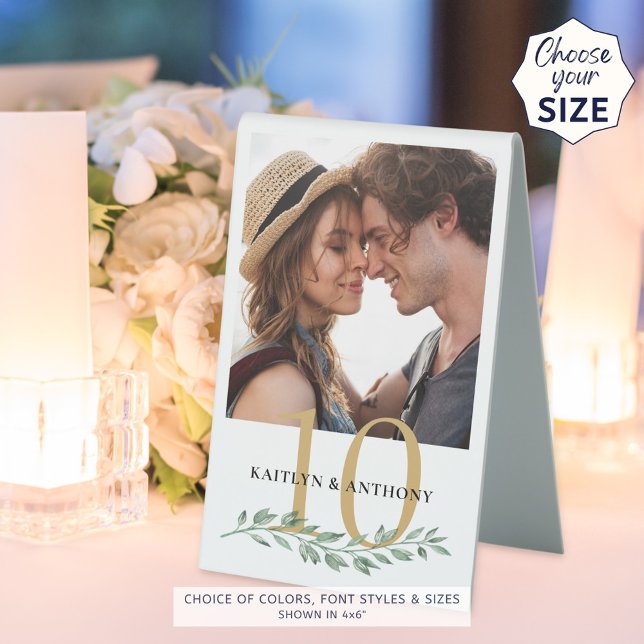 Wedding Greenery Gold 1 or 2 Photo Names Number (Creator Uploaded)