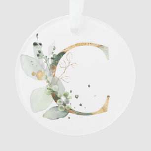 Wedding Greenery Monogram C Elegant Mr&Mrs Ornament