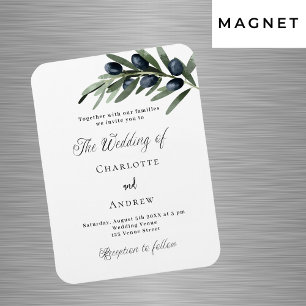 Wedding greenery olive leaf luxury invitation magnet