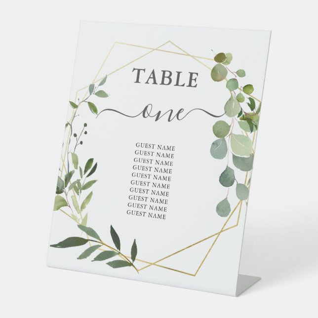 Wedding Greenery Seating Table  Pedestal Sign (Front)