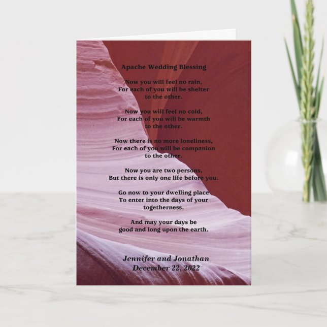 Wedding Greeting Card Apache Blessing Feel No Rain (Front)