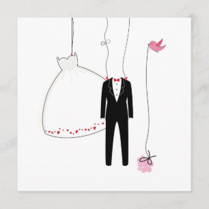 Wedding greeting card with wedding symbols