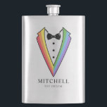 Wedding Groom Groomsman Gay Rainbow Tuxedo Hip Flask<br><div class="desc">Wedding Groom Groomsman Gay Rainbow Tuxedo Flask</div>
