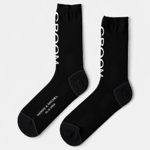 Wedding Groom Personalized Black Socks