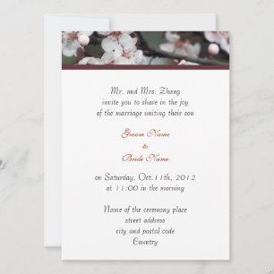 wedding, Groom's parents invitation plum flowers