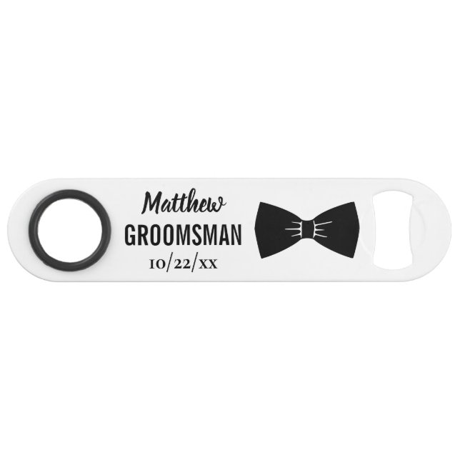 Wedding Groomsman Bachelor Party Black Bow Tie (Front (Horizontal))
