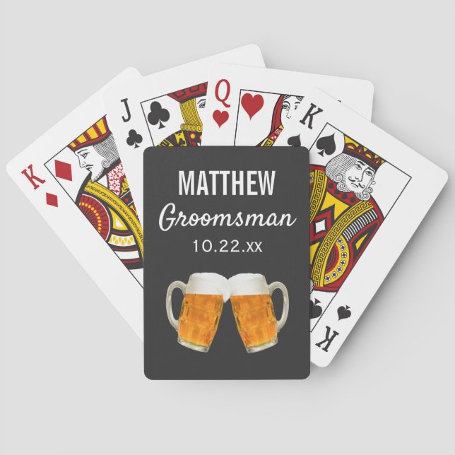 Wedding Groomsman Favour Beer Cheers Playing Cards (Back)