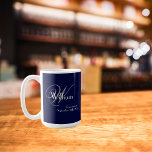Wedding Groomsman Gift Modern Monogram Name Cool Mug<br><div class="desc">Wedding Groomsman Gift Modern Monogram Name Cool Navy Blue Coffee Mug also called Coffee Cup. Add that extra special touch with a monogrammed gift specially for your Groomsman. Click personalise this template to customise it with your own monogram last name initial, the first name and the marriage date quickly and...</div>