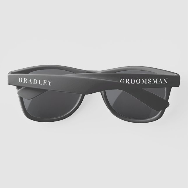 Wedding Groomsman Modern Personalised Name Custom Sunglasses (Back)