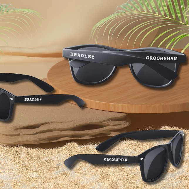 Wedding Groomsman Modern Personalised Name Custom Sunglasses (Creator Uploaded)
