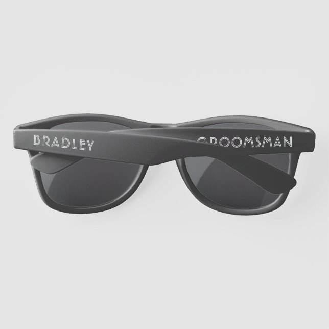 Wedding Groomsman Modern Personalised Name Custom Sunglasses (Back)