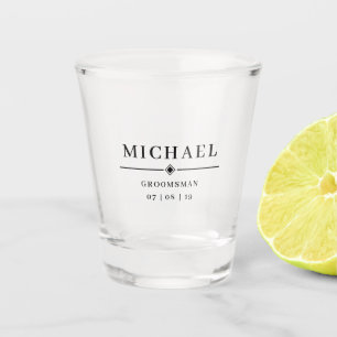 Wedding GROOMSMAN Personalised Name & Date Shot Glass