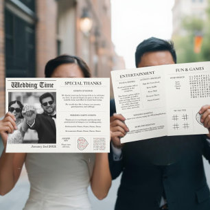 Wedding Guest Activity Book - Fun Newspaper Theme Invitation