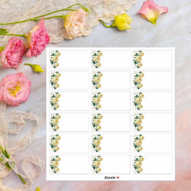 Wedding Guest Add Name Labels Yellow Floral (Creator Uploaded)