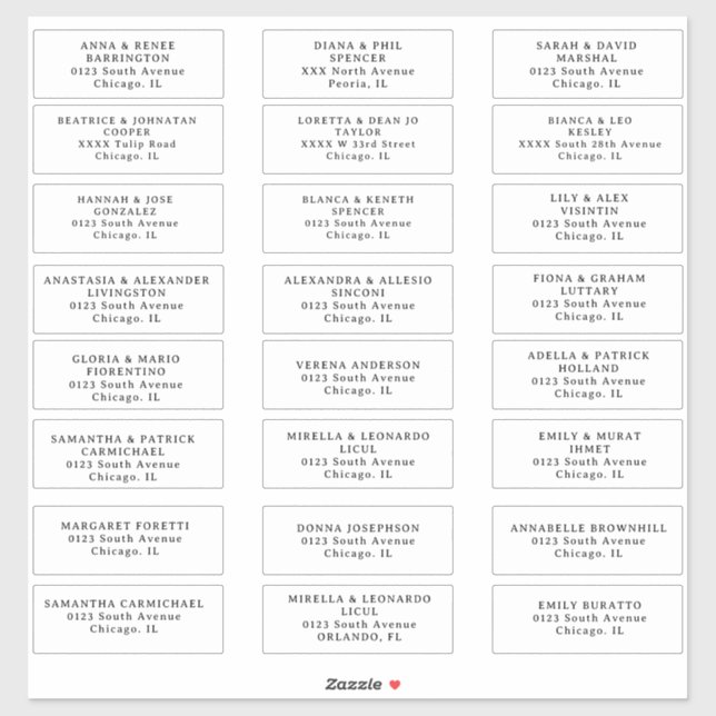 Wedding guest Address labels Cut Vinyl Sticker (Sheet)