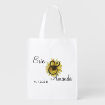 Wedding guest bag favour with sunflower