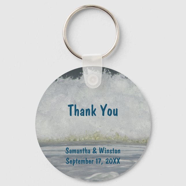 Wedding Guest Beach Ocean Ceremony Thank You Key Ring (Front)