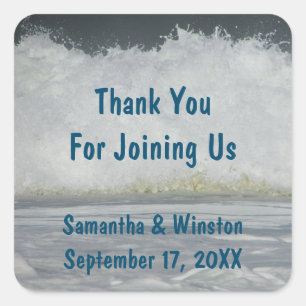 Wedding Guest Beach Ocean Ceremony Thank You Square Sticker