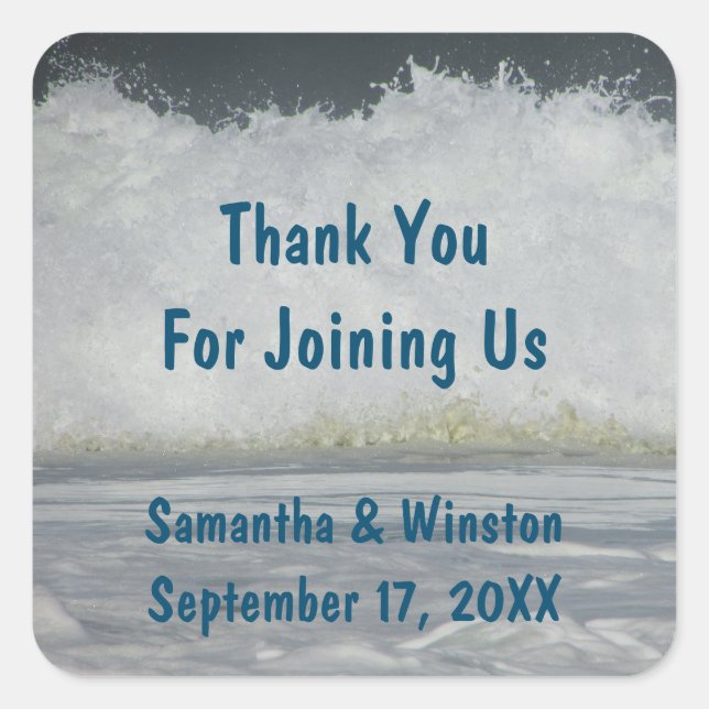 Wedding Guest Beach Ocean Ceremony Thank You Square Sticker (Front)