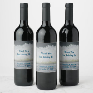 Wedding Guest Beach Ocean Reception Thank You Wine Label