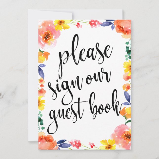 Wedding Guest Book Affordable Boho Floral Sign Invitation (Front)