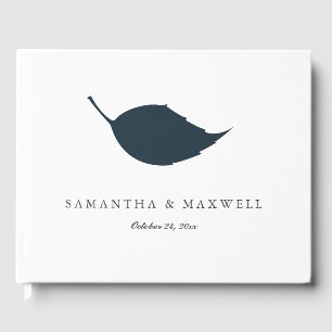 Wedding Guest Book Blue Leaf